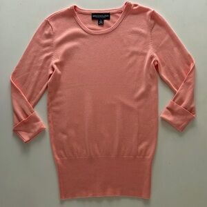 Monterey Bay Coral Knit Tunic Sweater Rolled Sleeve Crew Neck Size Small